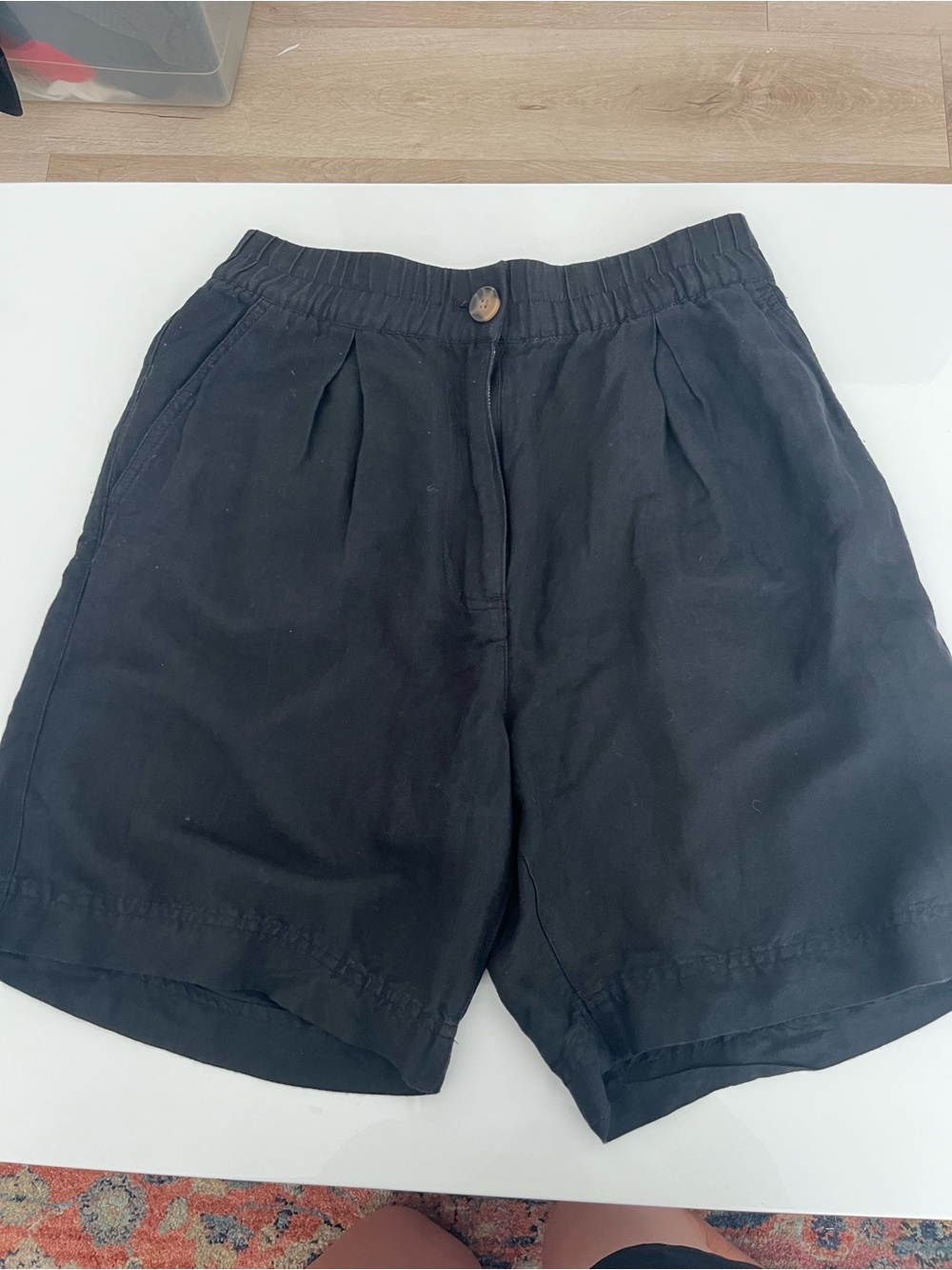 H&M • high waisted linen shorts